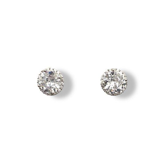 Halo Zirconia Stud Earrings
