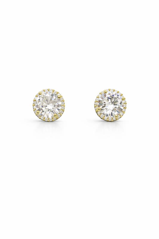 Halo Zirconia Stud Earrings