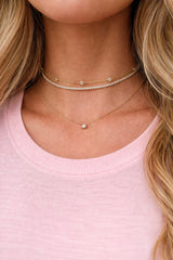 Bezel Clear Choker Necklace