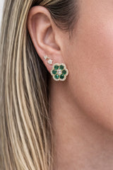 Emerald Bloom Flower Stud Earrings