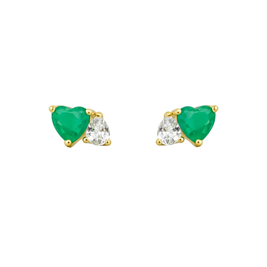 Heart & Drop Mini Stud Earrings