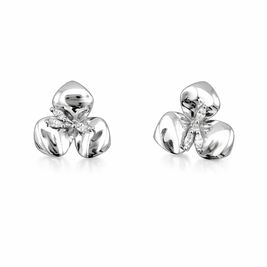 Bloom Petal Zirconia Stud Earrings
