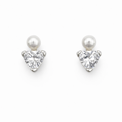 Pearl & Triangle Stud Earrings