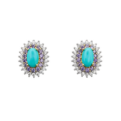 Oval Turquoise Halo Stud Earrings