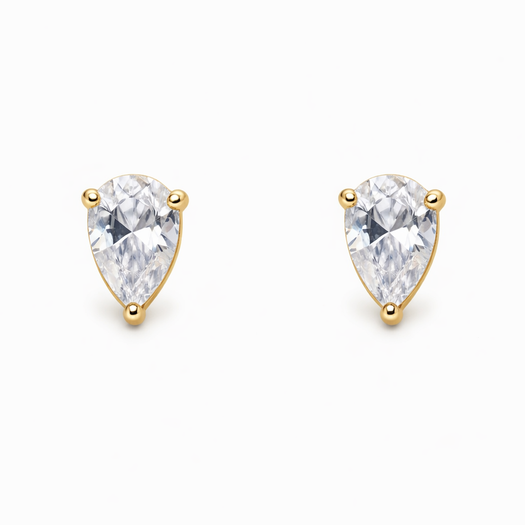 Pear Cut Zirconia Stud Earrings