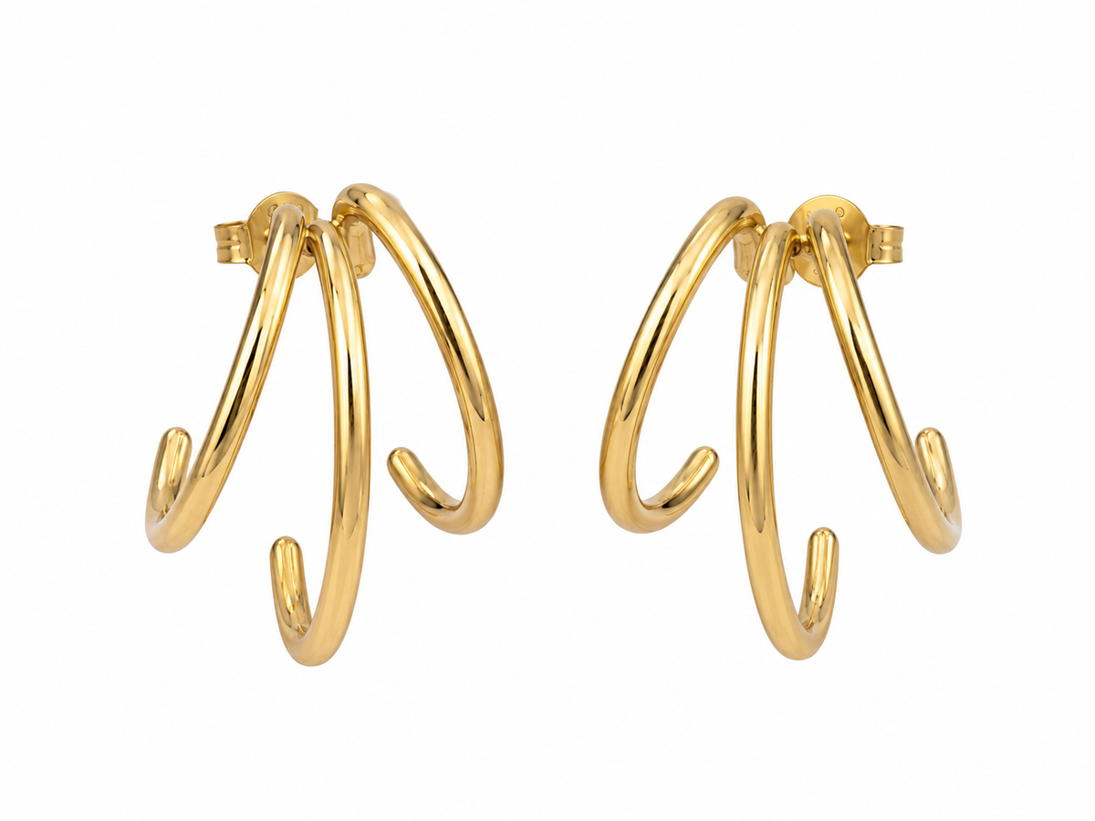Triple Hoop Earrings – Gold