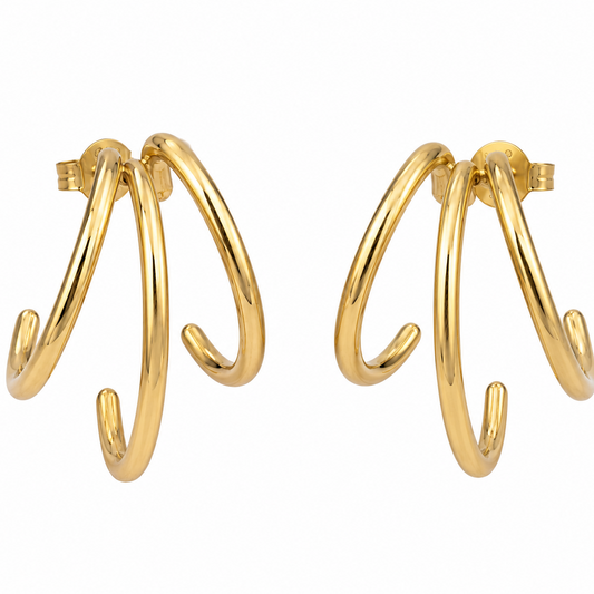 Triple Hoop Earrings – Gold
