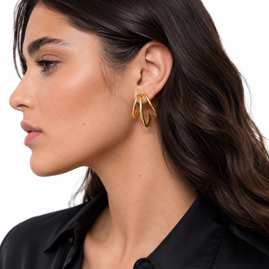 Triple Hoop Earrings – Gold