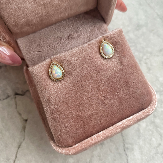 Opal Teardrop Stud Earrings