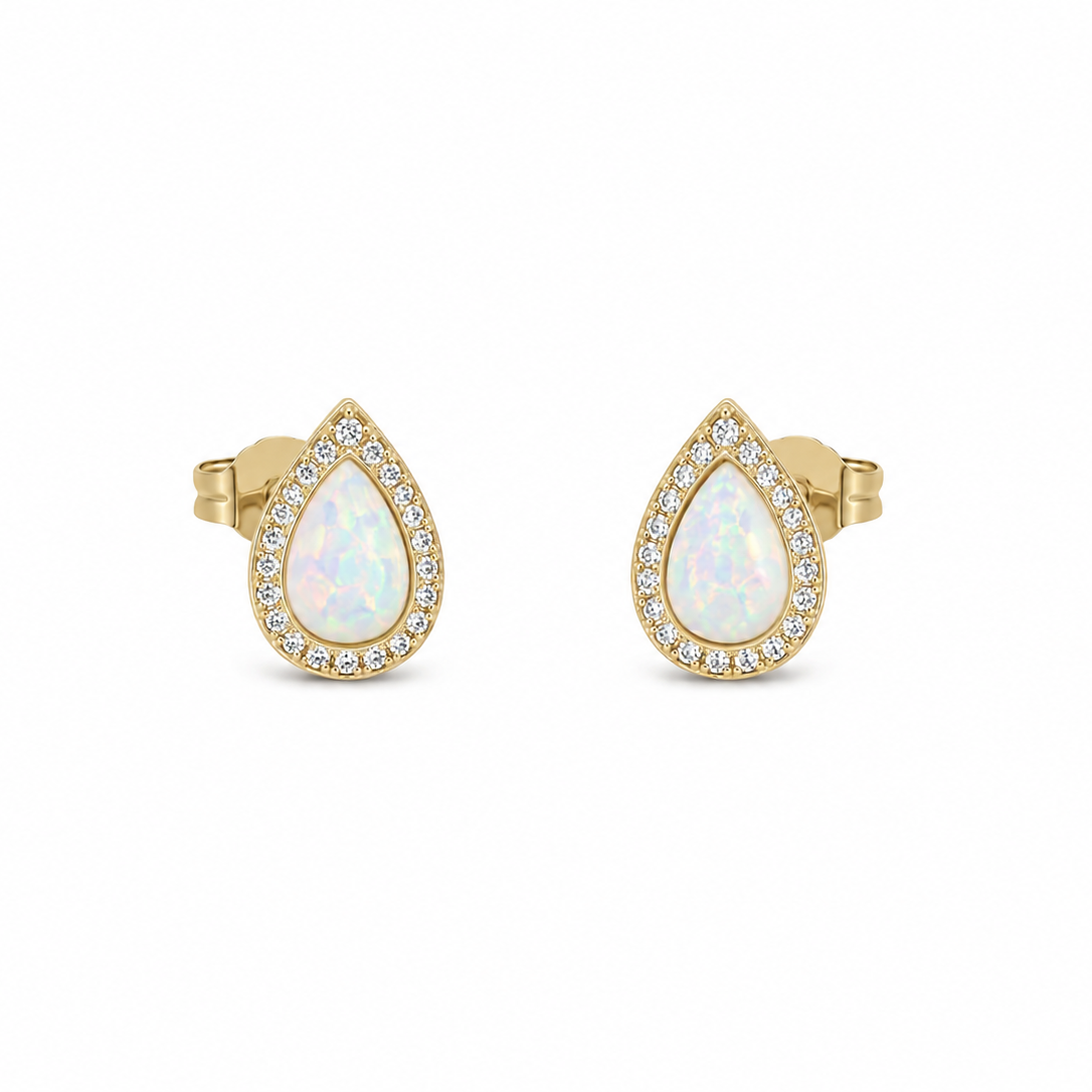 Opal Teardrop Stud Earrings