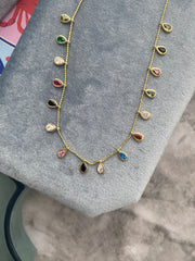 Necklace Vibrant Teardrop-Shaped Zirconia Charms