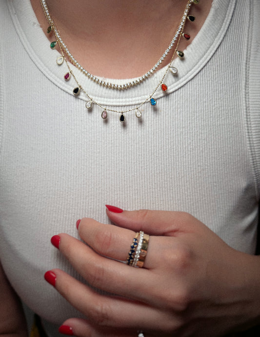 Necklace Vibrant Teardrop-Shaped Zirconia Charms