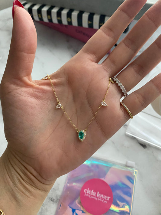 Mint Drop Zirconia Necklace