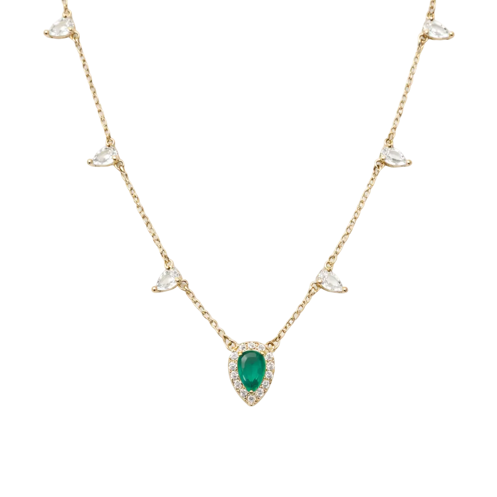 Mint Drop Zirconia Necklace