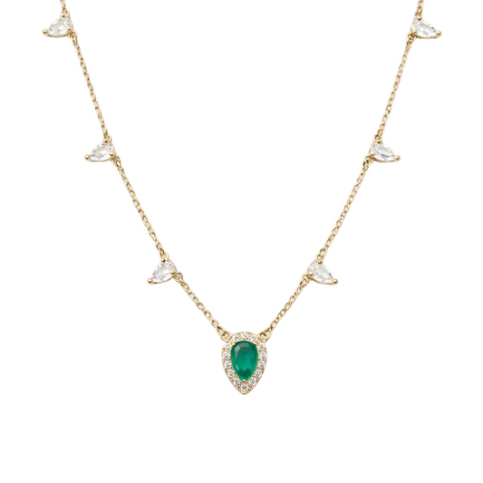 Mint Drop Zirconia Necklace