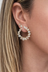 Mixed Cut Zirconia Hoop Earrings
