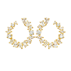 Mixed Cut Zirconia Hoop Earrings