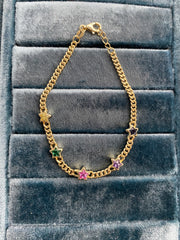 Multicolor Star Cuban Bracelet