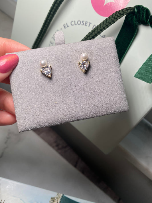 Pearl & Triangle Stud Earrings