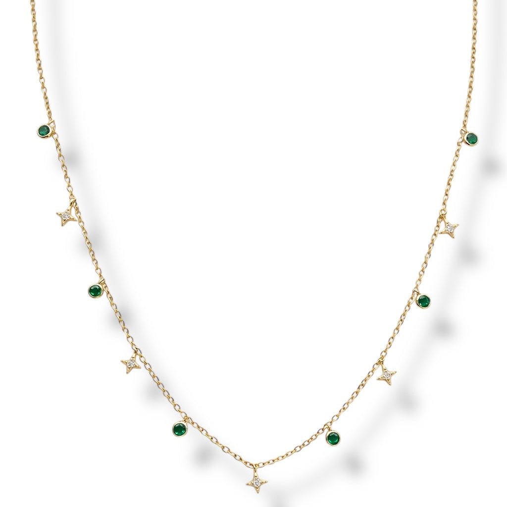 Star & Green Bezel Necklace