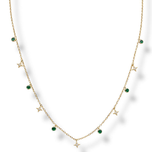 Star & Green Bezel Necklace