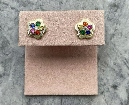 Beautiful multicolor cubic zirconia flowers