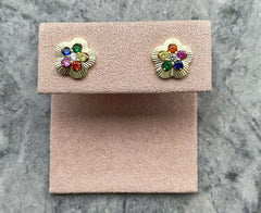 Beautiful multicolor cubic zirconia flowers