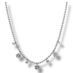 Zirconia Drop Ball Chain Necklace