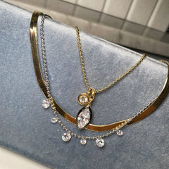 Zirconia Drop Ball Chain Necklace