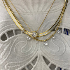 Zirconia Drop Ball Chain Necklace