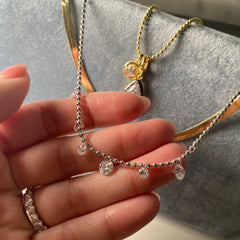 Zirconia Drop Ball Chain Necklace