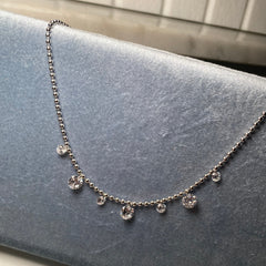 Zirconia Drop Ball Chain Necklace