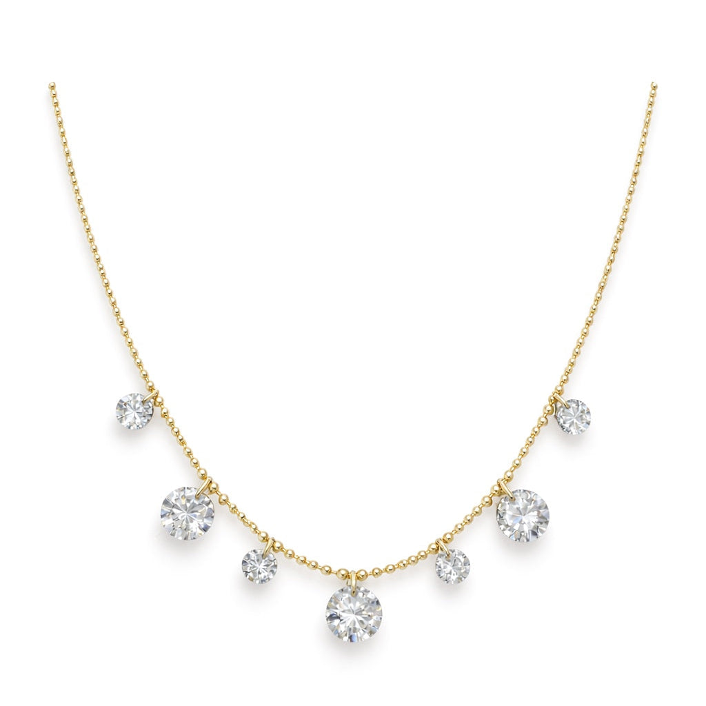 Zirconia Drop Ball Chain Necklace