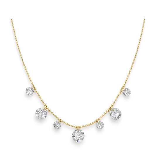 Zirconia Drop Ball Chain Necklace