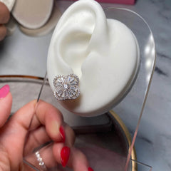 Baguette Zirconia Flower Studs