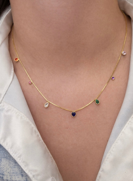 Multicolor Charm Box Chain Necklace