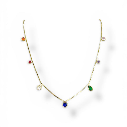 Multicolor Charm Box Chain Necklace